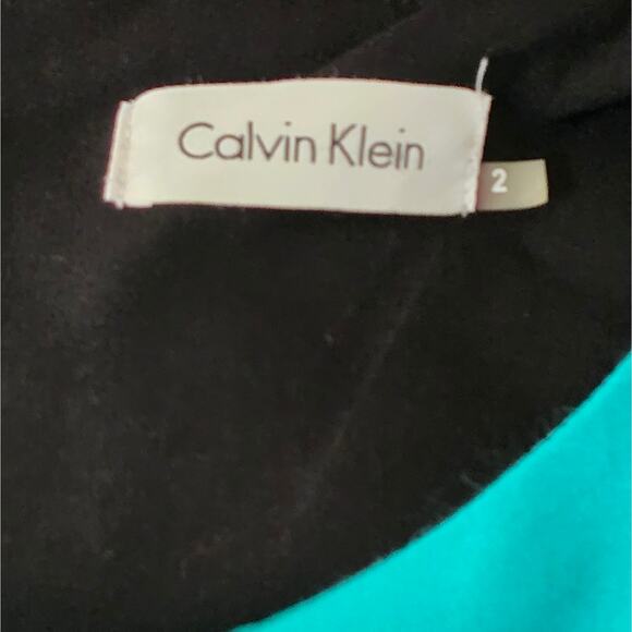 Calvin Klein Black white and Aqua Color Block Sheath Dress Size 2 - Picture 6 of 7